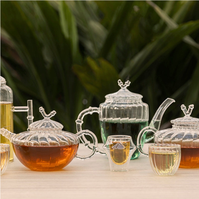 TEA POT - PEONY, handcrafted from finest glass